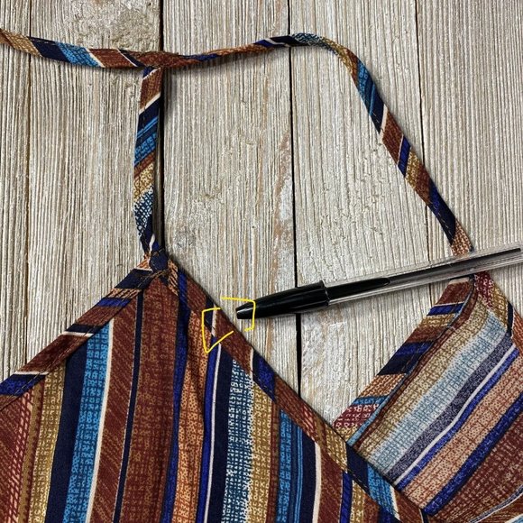 Shein S / US 4 Diagonal Striped V-Neck T Halter Back Tank Top Summer Boho - Picture 9 of 11